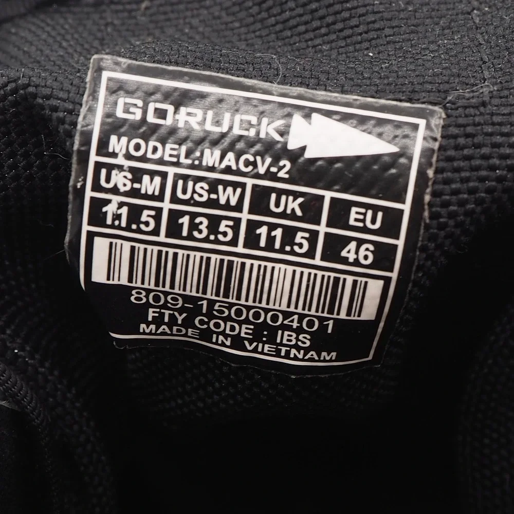 GORUCK MACV-2 Men's Mid Top Tactical Boots Sz 11.5 Triple Black Leather Rucking